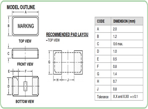 瑞康晶振,貼片無(wú)源晶振,RTF2012晶體