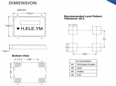 SSR008000I3CHE-T/HSO751S振蕩器/HELE加高高頻晶振