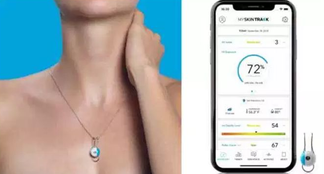 通過晶振連接手機的歐萊雅頸帶式傳感器可檢測皮膚狀態(tài)