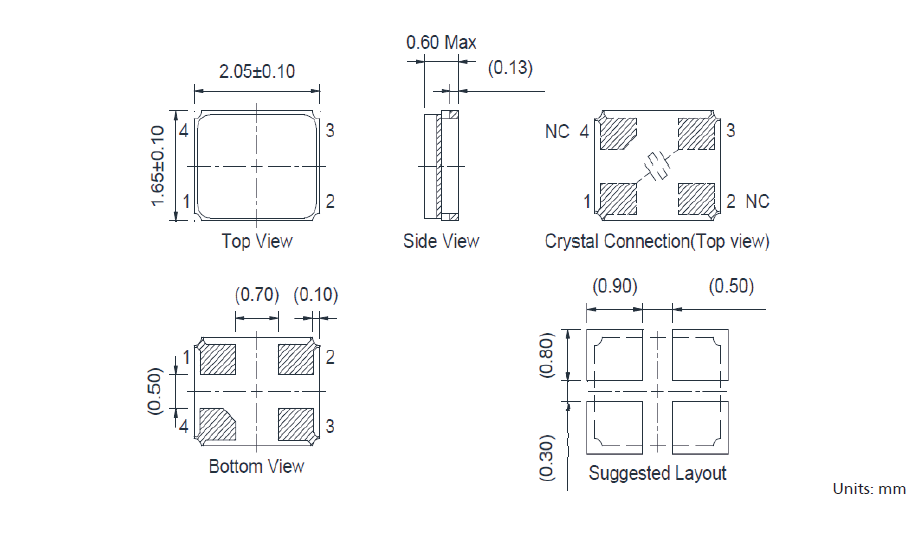 壓電石英晶體諧振器,陶瓷面2016晶振,7R晶振