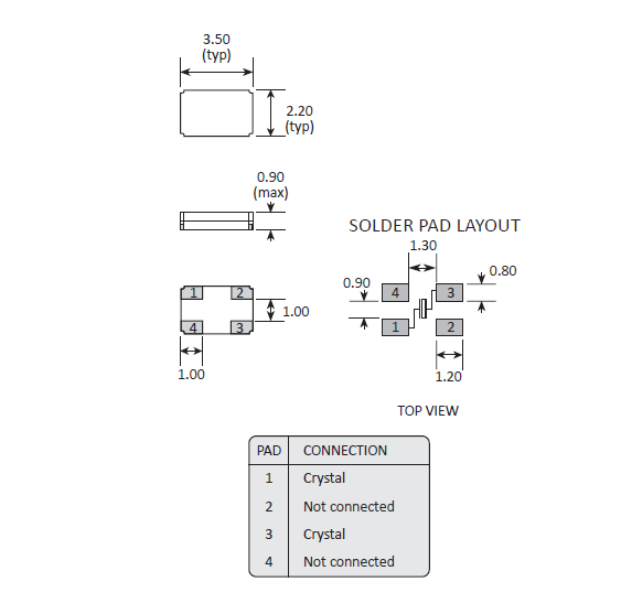 進口兆赫茲石英晶振,無源4腳3522諧振器,CC6A晶振