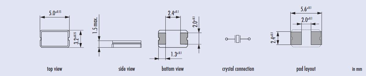 小尺寸智能計(jì)時晶振,二腳5032高速焊盤晶振,JXG53P2晶振