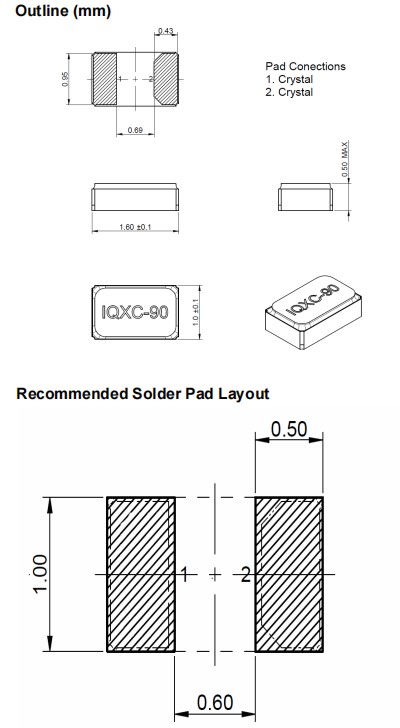 IQD晶振,IQXC-90晶振,1610mm無源晶振