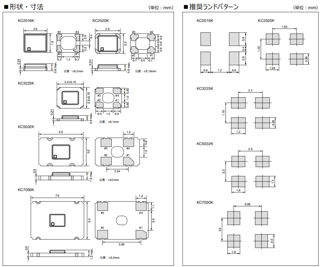 KC2016K，KC3225K,KC5032K,KC7050K 2